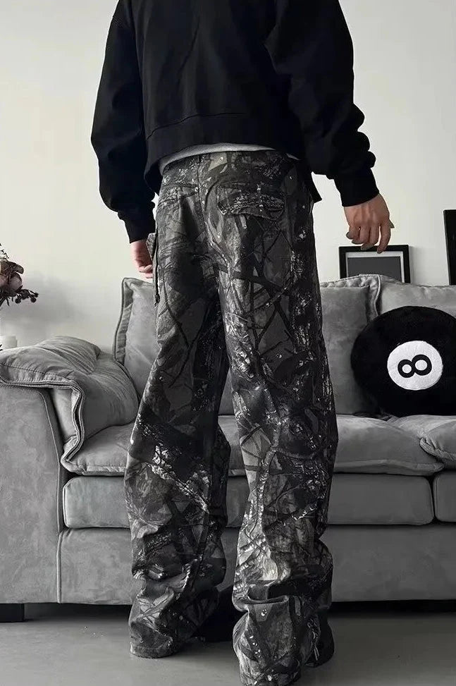Forest Camo Baggy Jeans — dettaglio della stampa