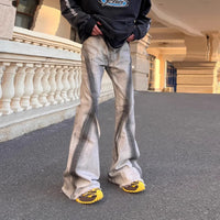 Fringed Gradient Wide Flare Denim Jeans — vista posteriore