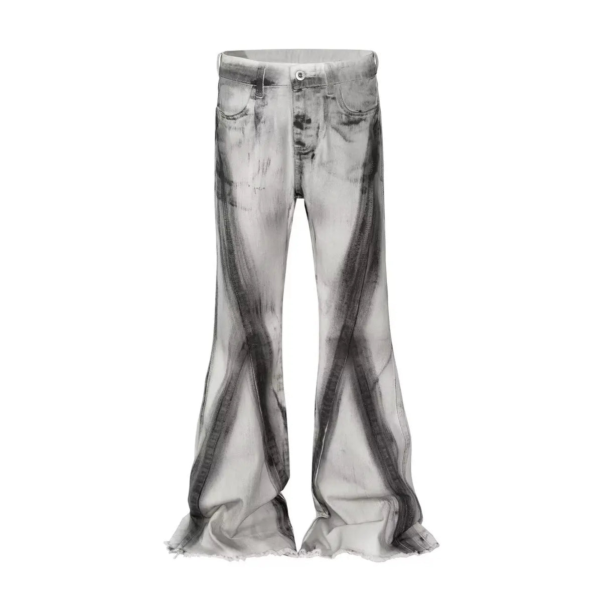 Fringed Gradient Wide Flare Denim Jeans — vista frontale