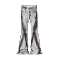 Fringed Gradient Wide Flare Denim Jeans — vista frontale