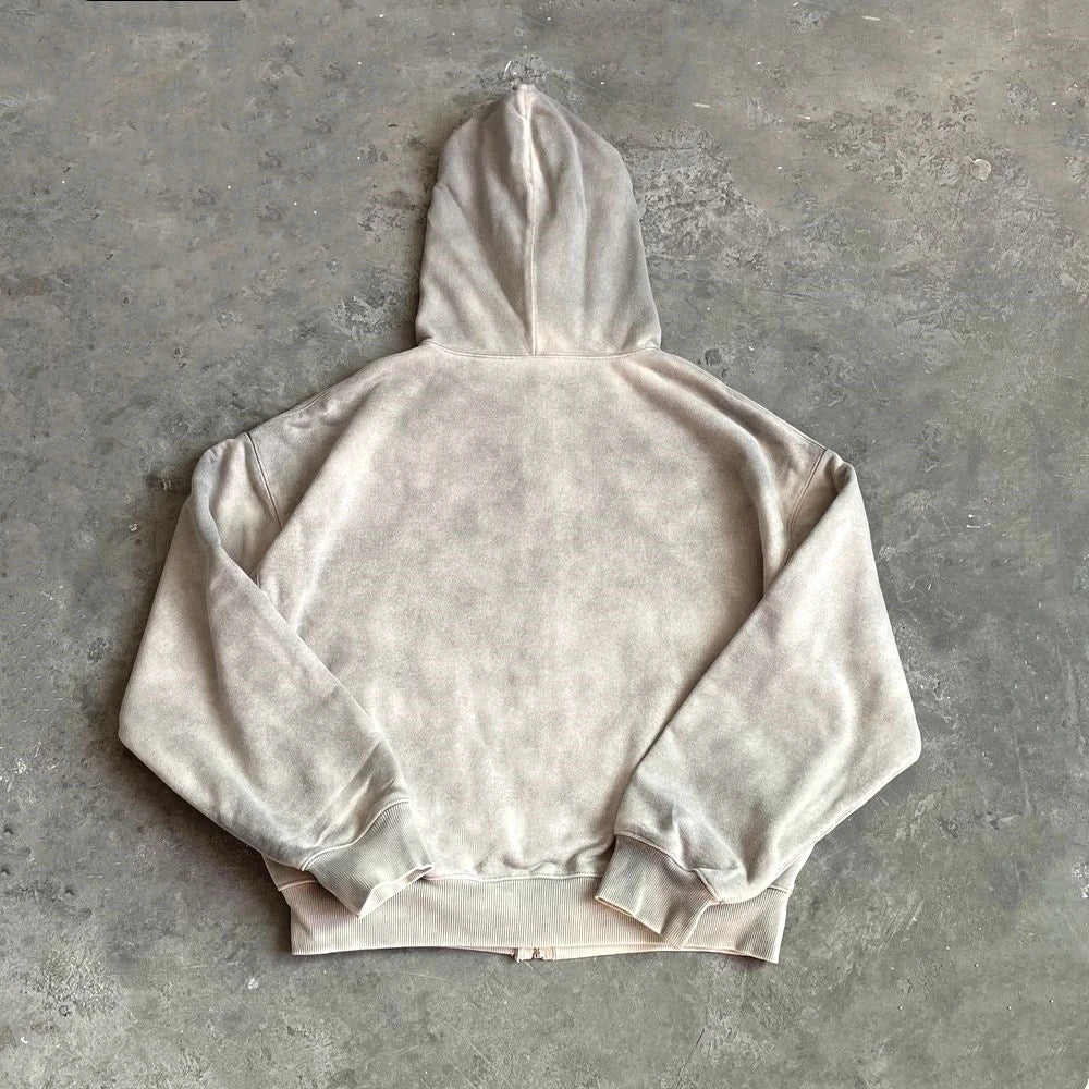 Full Zip Up Eye Holes Hoodie — dettaglio della stampa