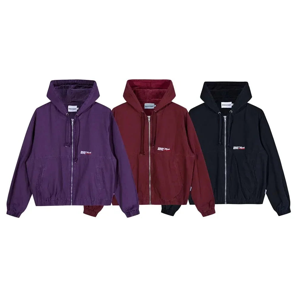 Full Zip Up Hooded Denim Jacket — in alternativa