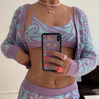 Funky Green Purple Buttoned Cardigan Jumper — vista laterale