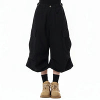 Goblin Core Black Cargo Jorts — vista frontale