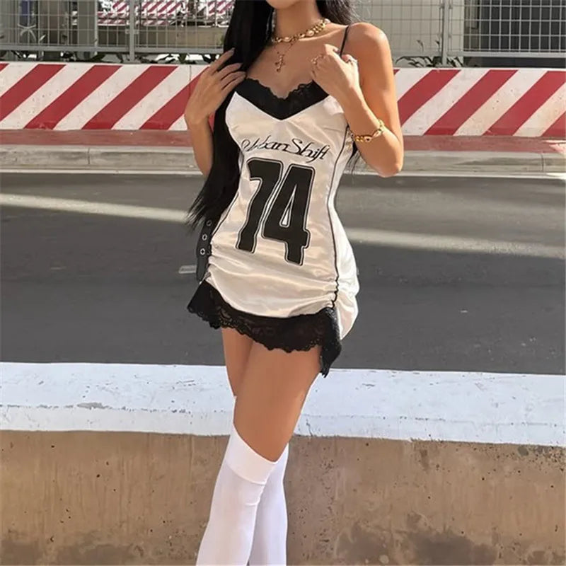 Gothic Backless Sleeveless Jersey Mini Dress — vista posteriore