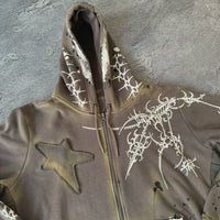 Gothic Star Pattern Patchwork Zip Up Hoodie — vista posteriore