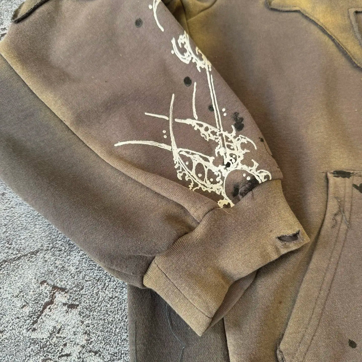Gothic Star Pattern Patchwork Zip Up Hoodie — dettaglio della stampa