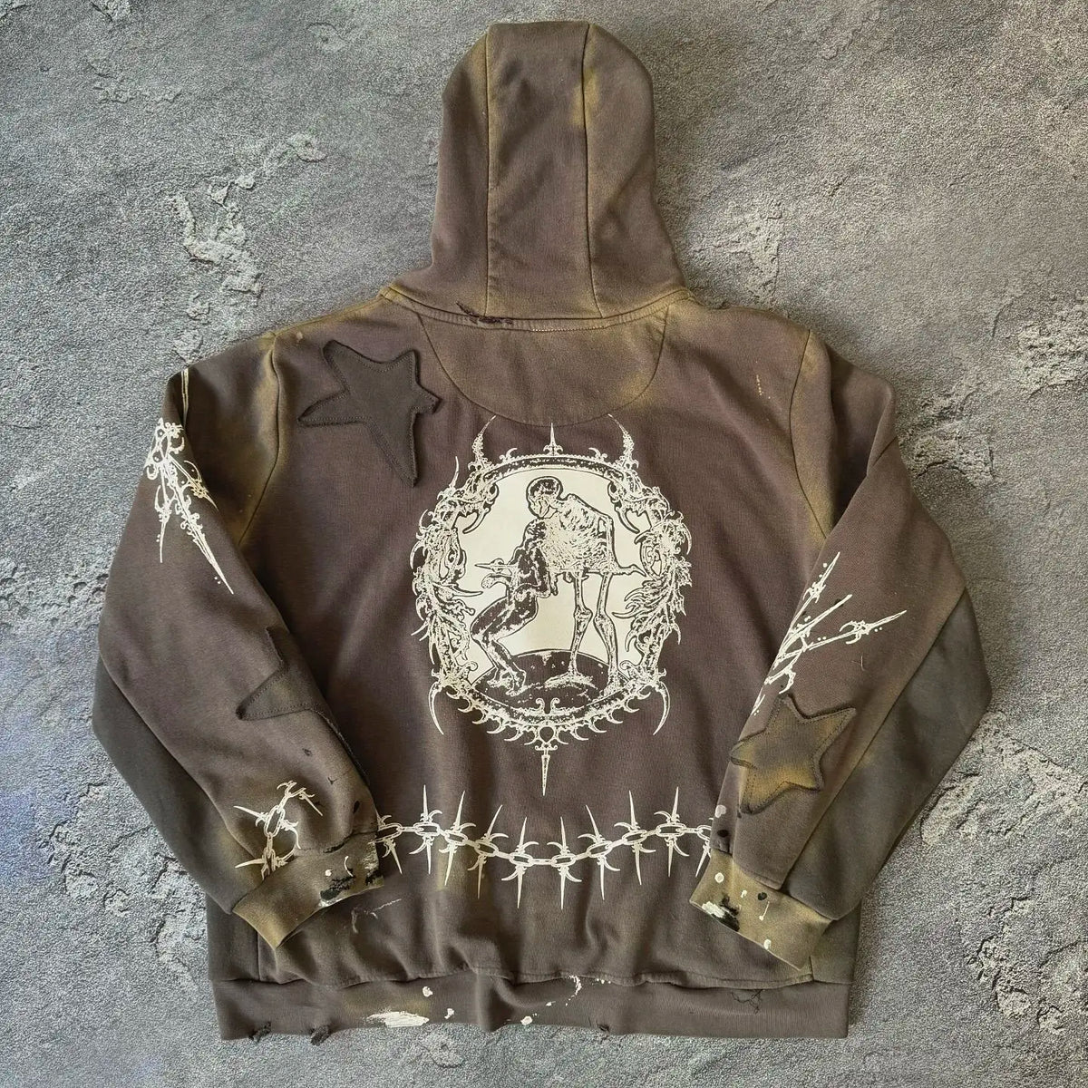 Gothic Star Pattern Patchwork Zip Up Hoodie — vista laterale