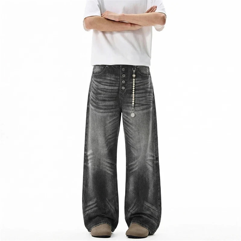 Gradient Wash Button Fly Minimalist Denim Jeans — vista posteriore