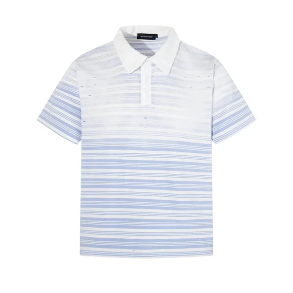 Gradient Washed Striped Polo Shirt — vista frontale