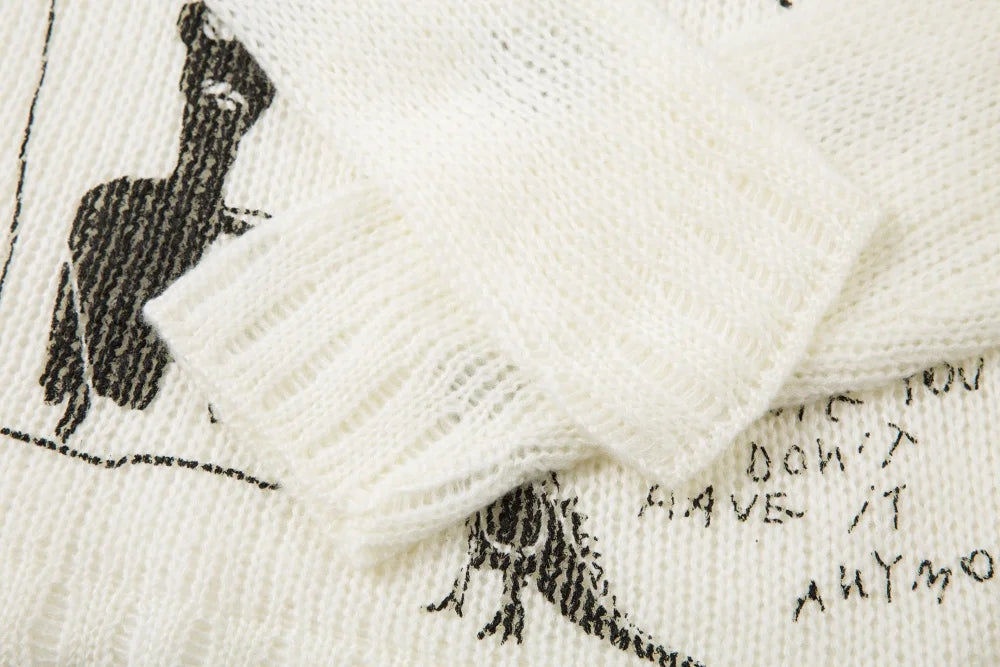 Graffiti Graphic Learning Knitted Sweater — dettaglio della stampa