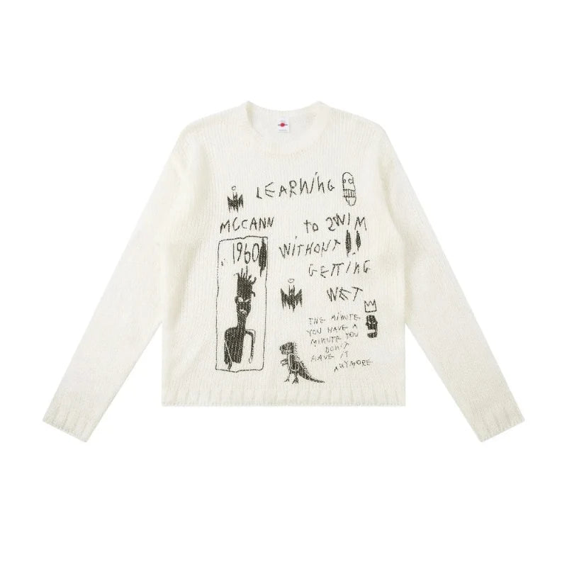 Graffiti Graphic Learning Knitted Sweater — vista frontale