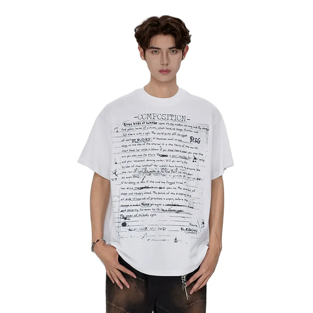 Graffiti Letter Print T shirt — dettaglio della stampa