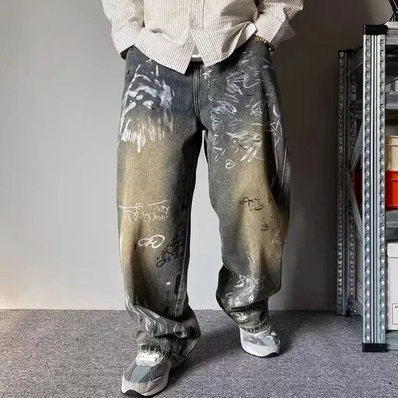Graffiti Printed Baggy Jeans — vista posteriore