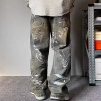 Graffiti Printed Baggy Jeans — dettaglio