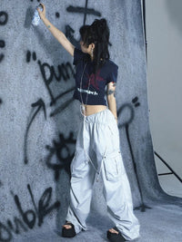 Graphic Star Button Up Crop Top — dettaglio