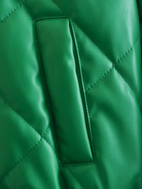 Green PU Leather Loose Lapel Jackets — dettaglio del tessuto