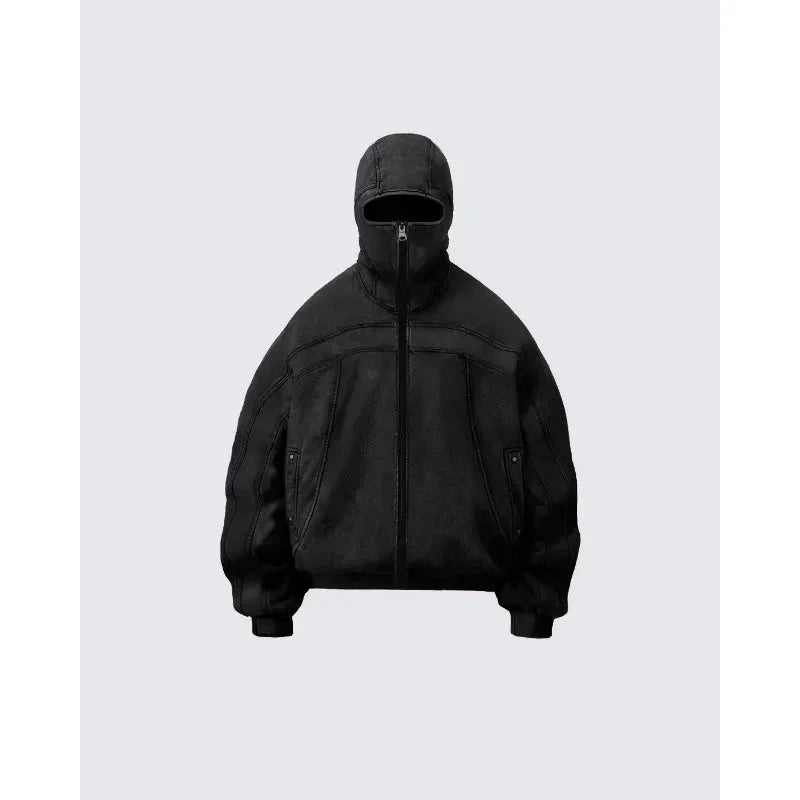 Grey Balaclava Zip Up Hoodie — dettaglio della stampa