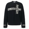 Y2K Grey Scale Leopard Print Cross Long Sleeve Top