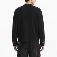 Grey Scale Leopard Print Cross Long Sleeve Top — dettaglio