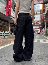 Grunge Black Baggy Womens Jeans — vista laterale