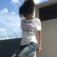 Grunge Rhinestone Graphic Great Britain T Shirt — dettaglio