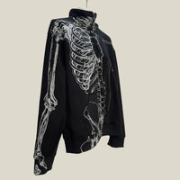Grunge Skeleton Print Graphic Zip Up Jacket — dettaglio