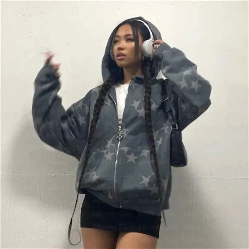 Grunge Star Zip Up Hoodie — vista laterale