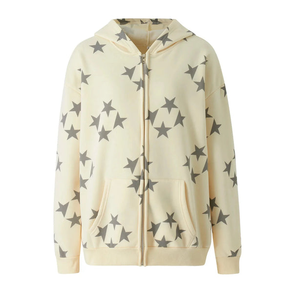 Y2K Grunge Star Zip Up Hoodie