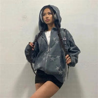 Grunge Star Zip Up Hoodie — vista frontale