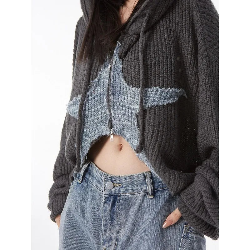 Grunge Women's Cardigan Sweater Zip Up — dettaglio