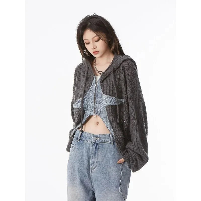 Grunge Women's Cardigan Sweater Zip Up — dettaglio della stampa