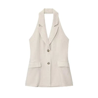 Halter Sleeveless Low Cut Top Vest — vista posteriore