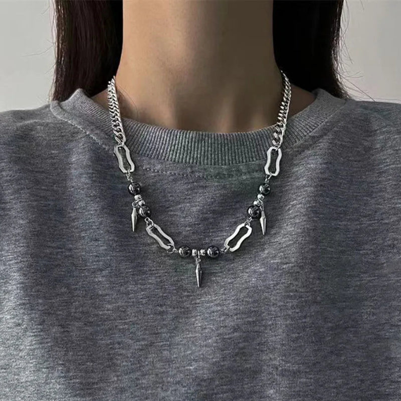 Hanging Rivet Splicing Bead Necklace — dettaglio della stampa
