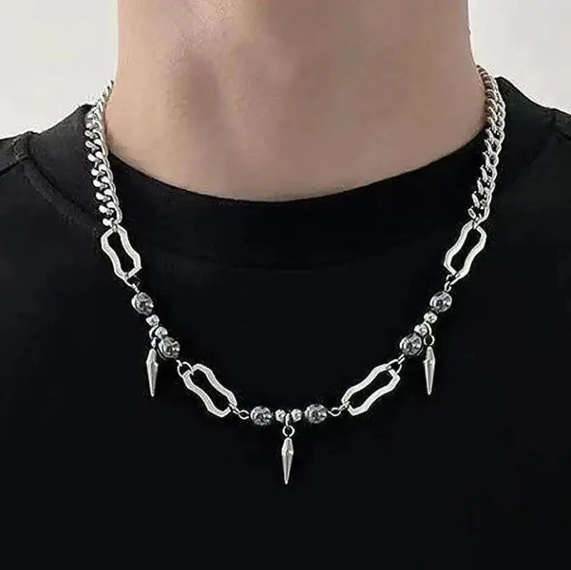 Hanging Rivet Splicing Bead Necklace — vista frontale