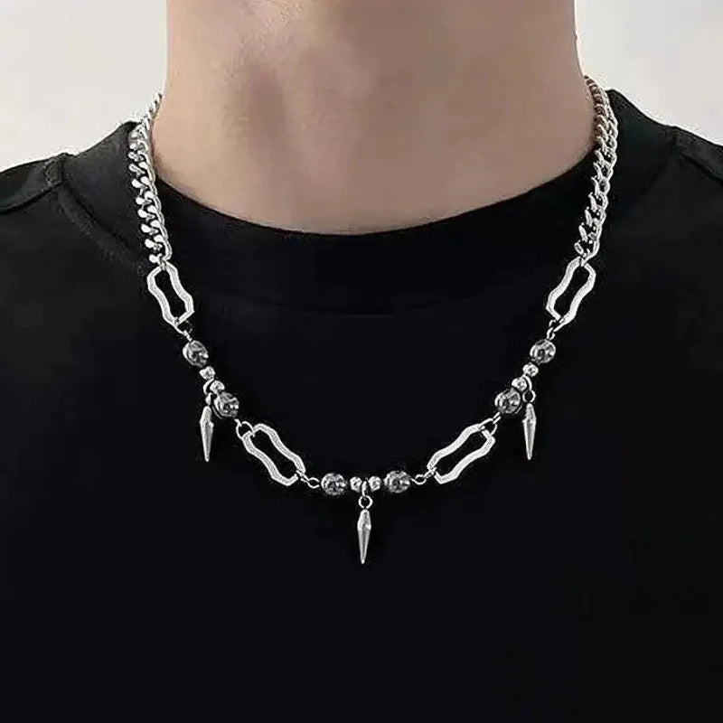 Hanging Rivet Splicing Bead Necklace — dettaglio