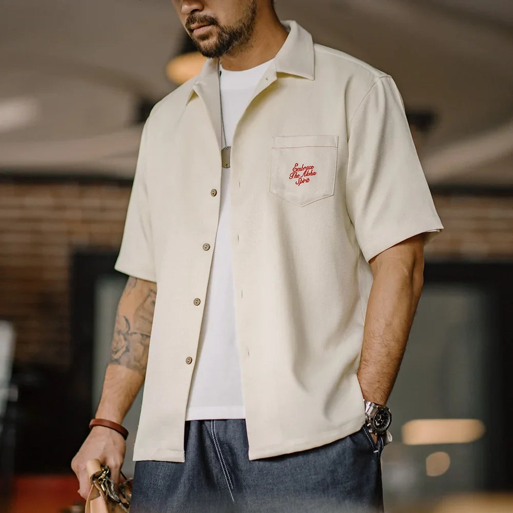 Hawaiian Embroidered Short Sleeve Work Shirt — dettaglio