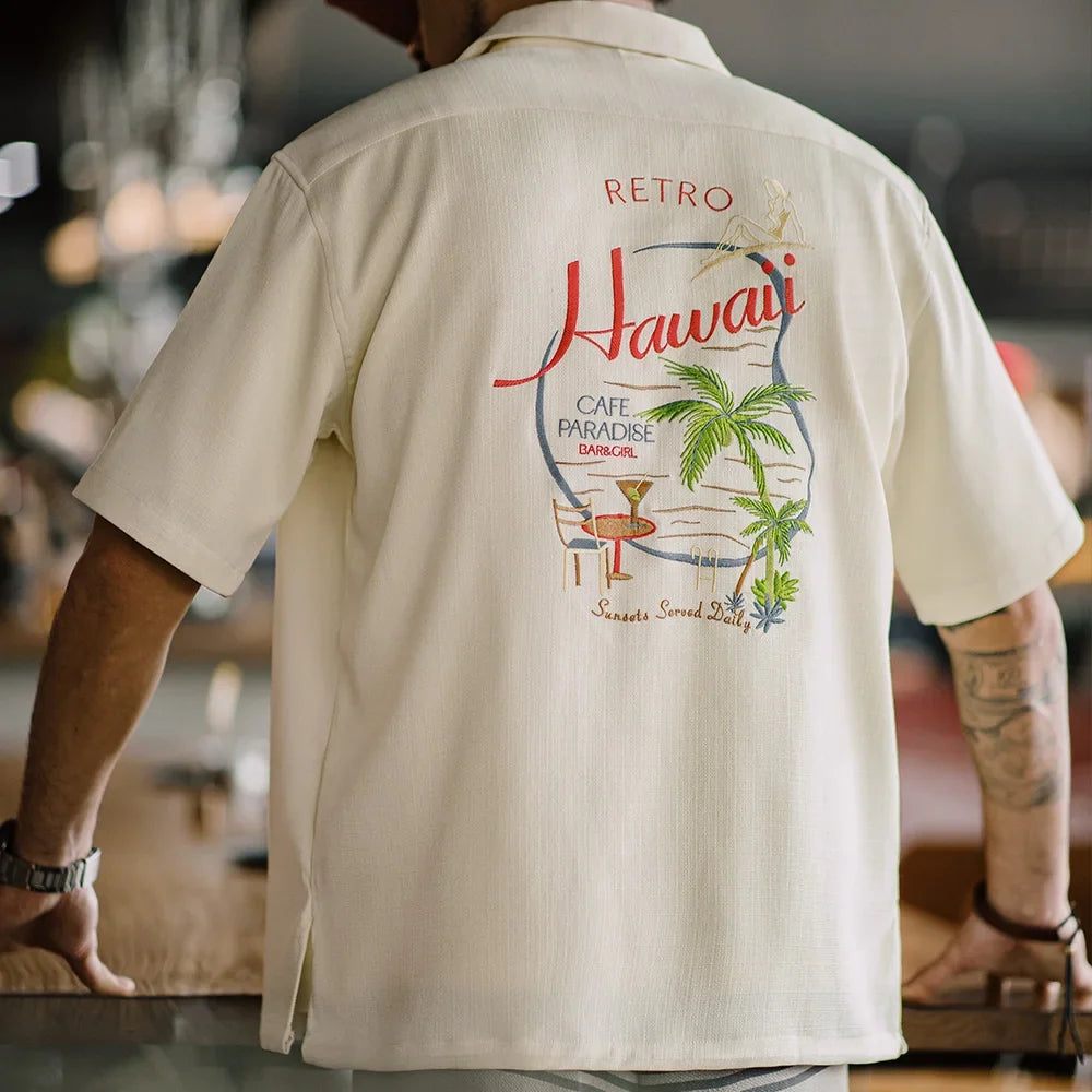 Hawaiian Embroidered Short Sleeve Work Shirt — vista laterale
