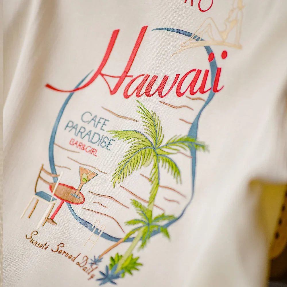 Hawaiian Embroidered Short Sleeve Work Shirt — dettaglio del tessuto