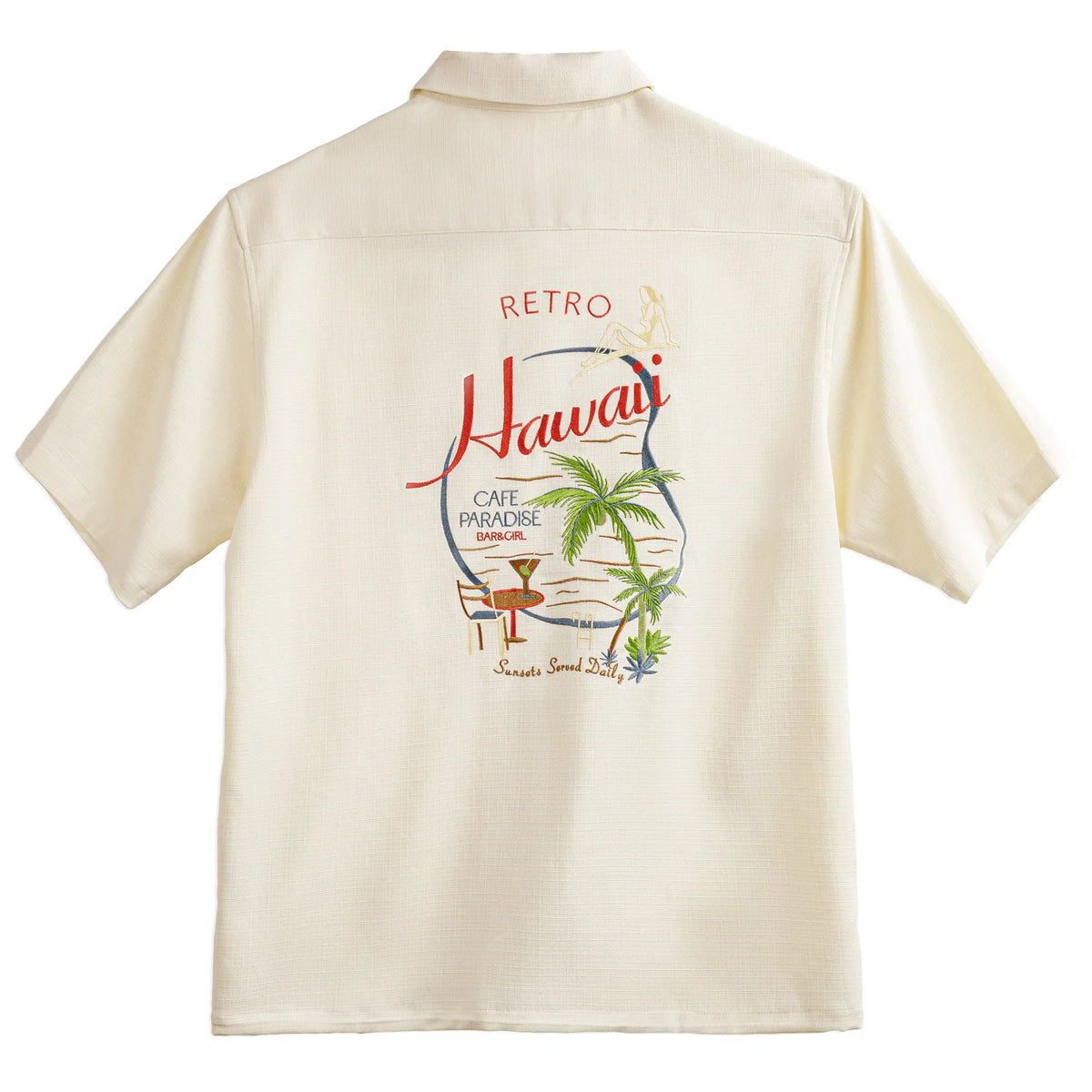 Hawaiian Embroidered Short Sleeve Work Shirt — vista frontale