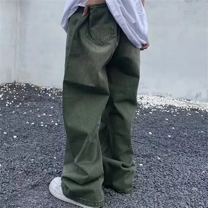 High Waist Gradient Green Denim Jeans — dettaglio