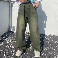 High Waist Gradient Green Denim Jeans — vista posteriore
