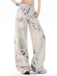High Waist Snow Leopard Print Jeans — dettaglio