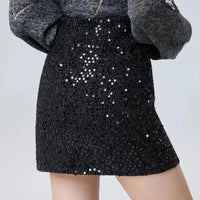 High Waist Sparkle Mini Skirt — vista laterale