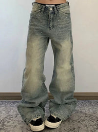 High Waist Wide Leg Bootcut Denim Jeans — dettaglio della stampa