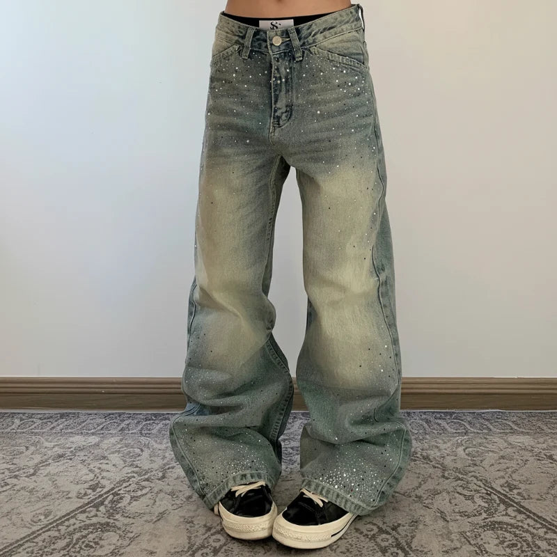 High Waist Wide Leg Bootcut Denim Jeans — vista frontale