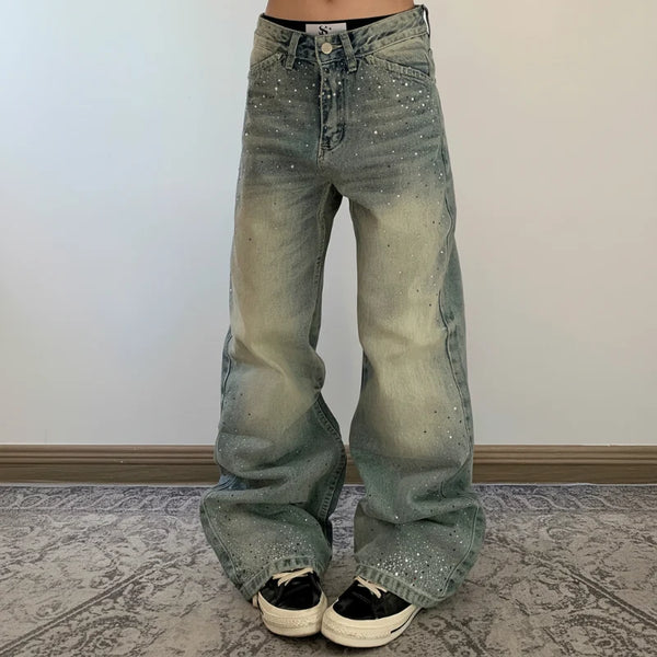 High Waist Wide Leg Bootcut Denim Jeans — vista frontale