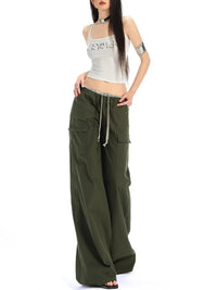 High Waist Wide Leg Drawstring Cargo Trousers — dettaglio della stampa