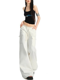 High Waist Wide Leg Drawstring Cargo Trousers — in alternativa