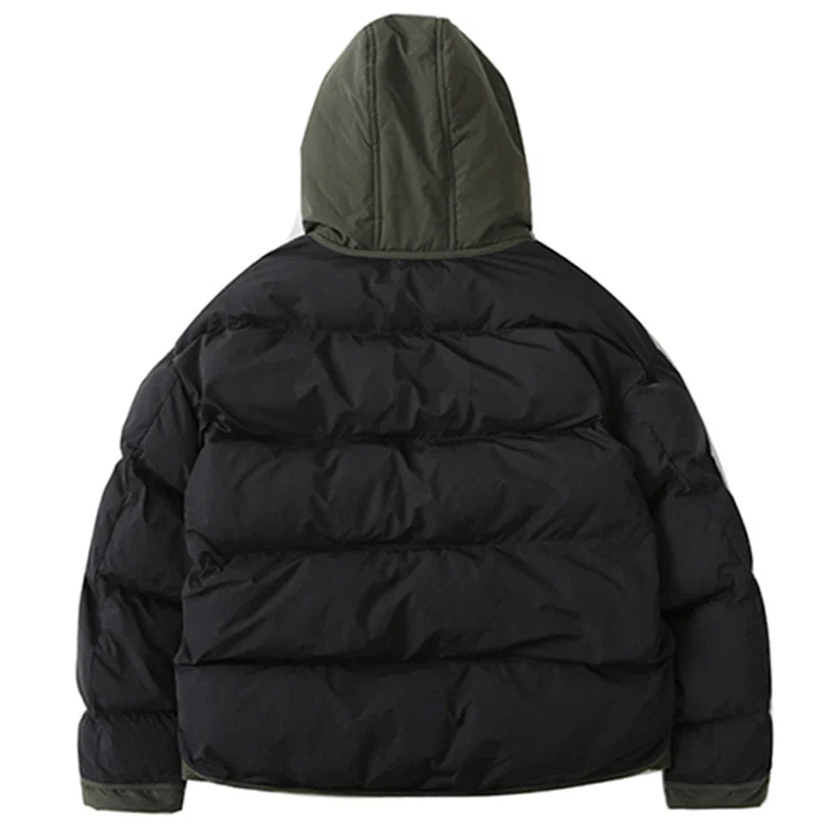 Hooded Mock Layered Padded Jacket Coat — vista laterale